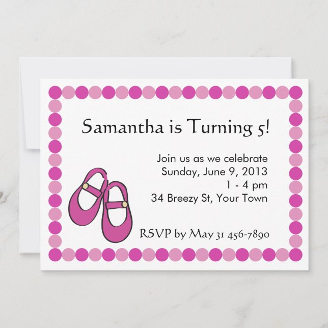 Mary Janes  Birthday Party Invitation (Front)