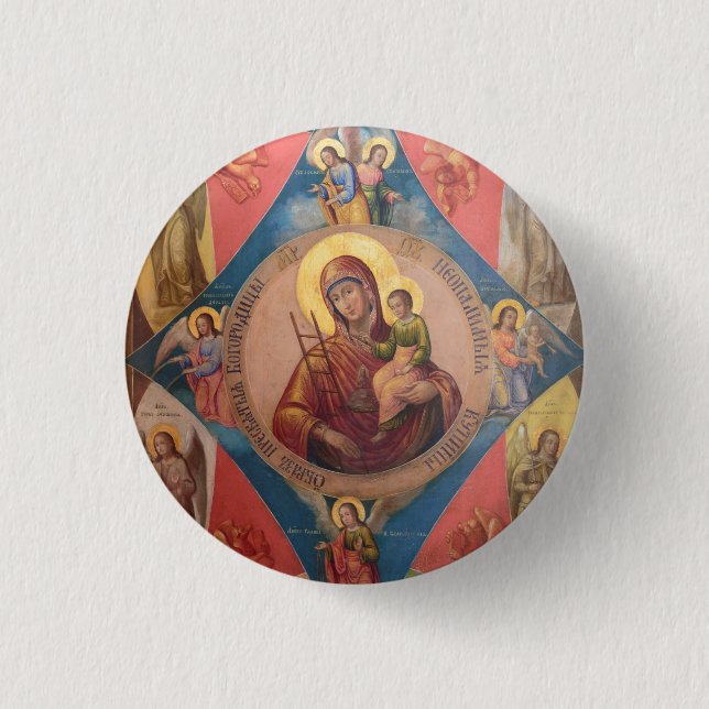 Mary, Jesus, And Angels 3 Cm Round Badge (Front)