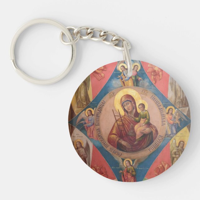 Mary, Jesus, And Angels Key Ring (Front)