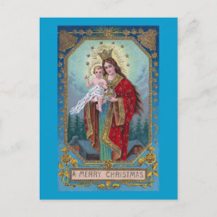 Mary, Jesus and Globus Cruciger Vintage Christmas Holiday Postcard