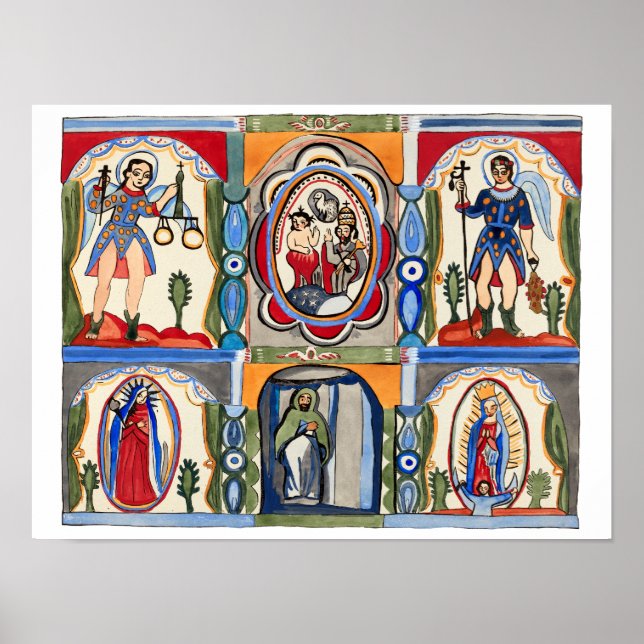 Mary Jesus Christ Religious folk art Painting  Poster (Front)