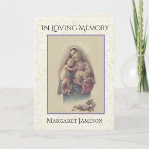 Mary Jesus Lamb RosesCatholic Condolence Thank You Card