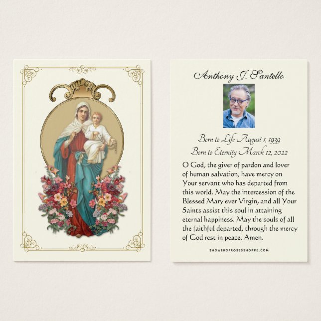 Mary JesusFuneral Memorial Prayer Holy Card (Front & Back)
