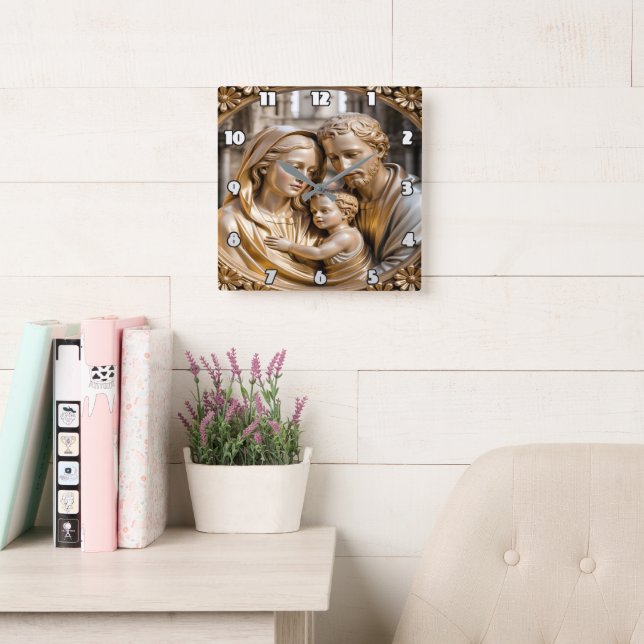 Mary, Joseph, and the infant Jesus Square Wall Clock (Reading Room)