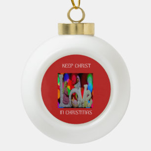 Mary Joseph Baby Jesus Love Coloured Circles Ceramic Ball Christmas Ornament