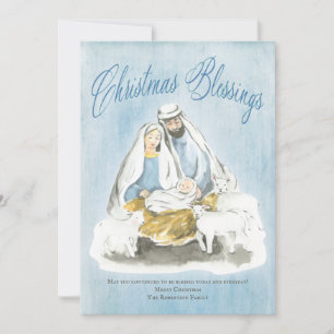 Mary Joseph Jesus Christian Blessings Christmas Holiday Card
