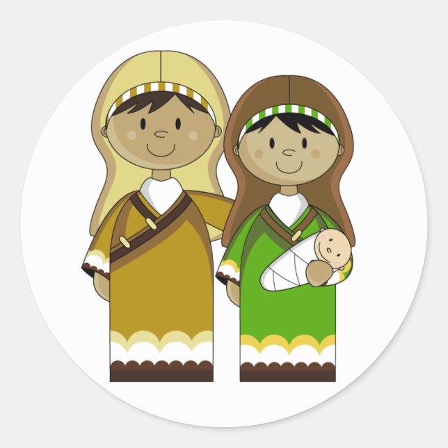 Mary & Joseph with Baby Jesus Sticker (Front)