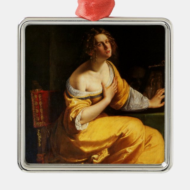 Mary Magdalene (by Artemisia Gentileschi) Metal Tree Decoration (Front)