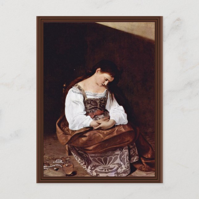 Mary Magdalene By Michelangelo Merisi Da Caravaggi Postcard (Front)