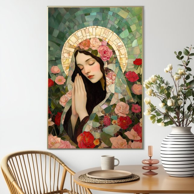 Mary Magdalene Floral Roses Mosaic Art Poster (Creator Uploaded)