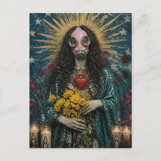 Mary Magdalene in a pink gas mask Postcard