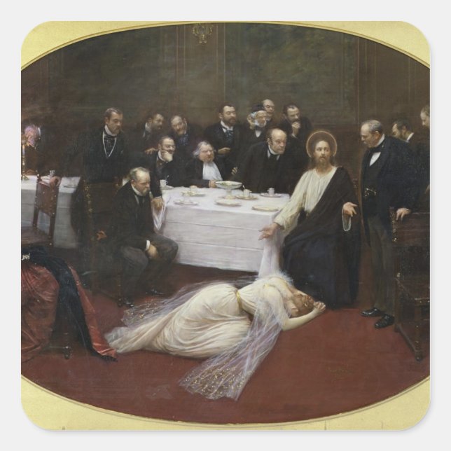 Mary Magdalene in the house of the Pharisee Square Sticker (Front)