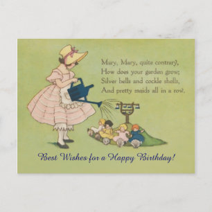 Mary Mary Quite Contrary Happy Birthday Postcard
