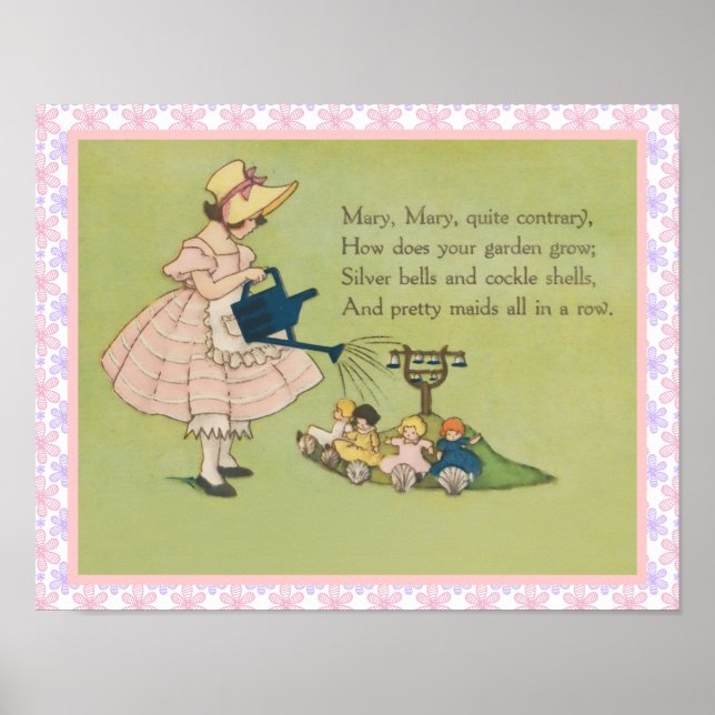 Mary Mary Quite Contrary Nursery Rhyme Poster (Front)