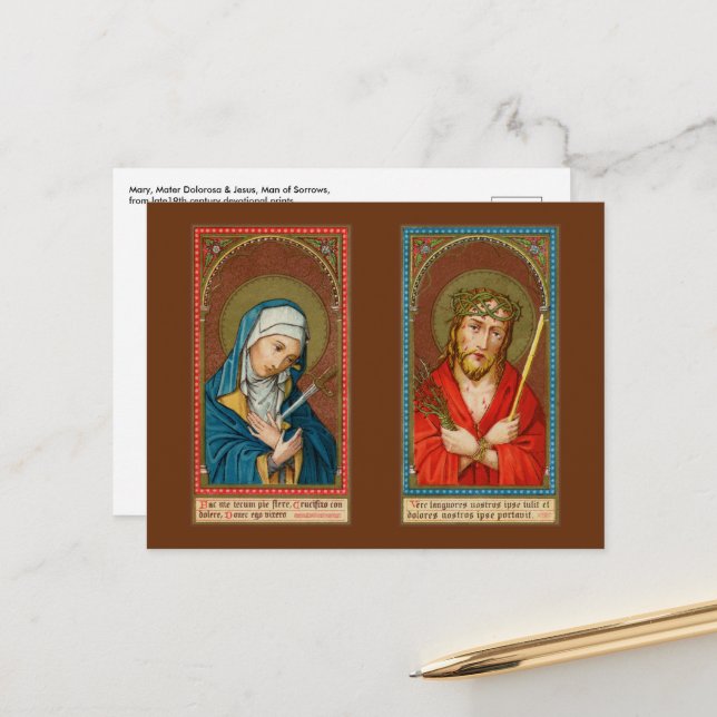 Mary, Mater Dolorosa & Jesus, Ecce Homo Postcard (Front/Back In Situ)