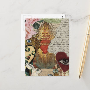Mary Mixed Media Collage Postcard
