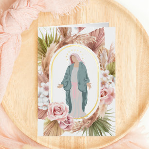 Mary Modern Catholic Funeral Memorial Prayer Card