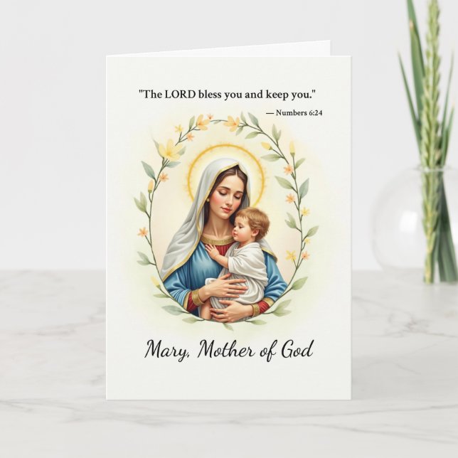 Mary Mother of God Peace and Blessings Scripture Card (Front)