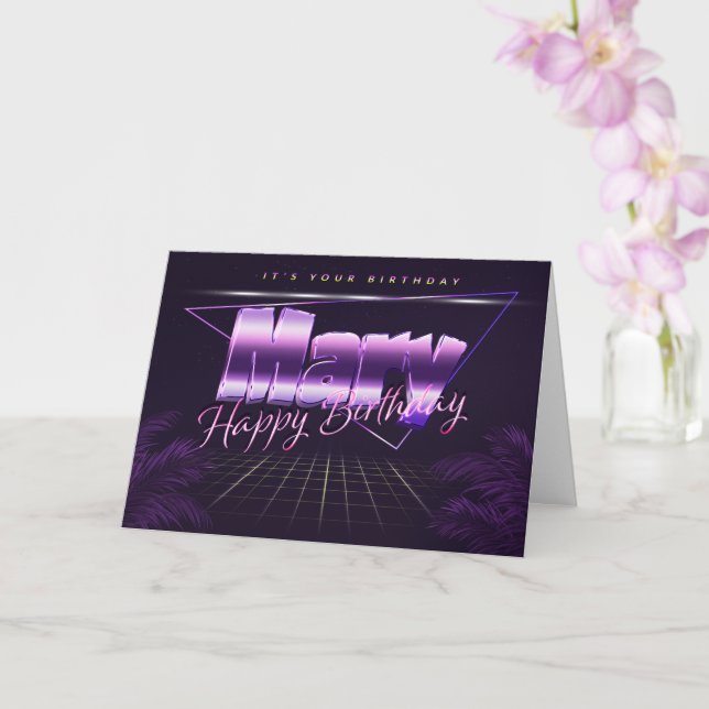 Mary Name First name lila retro card Birthday (Orchid)