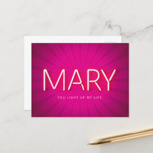Mary Name in Glowing Neon Lights Postcard