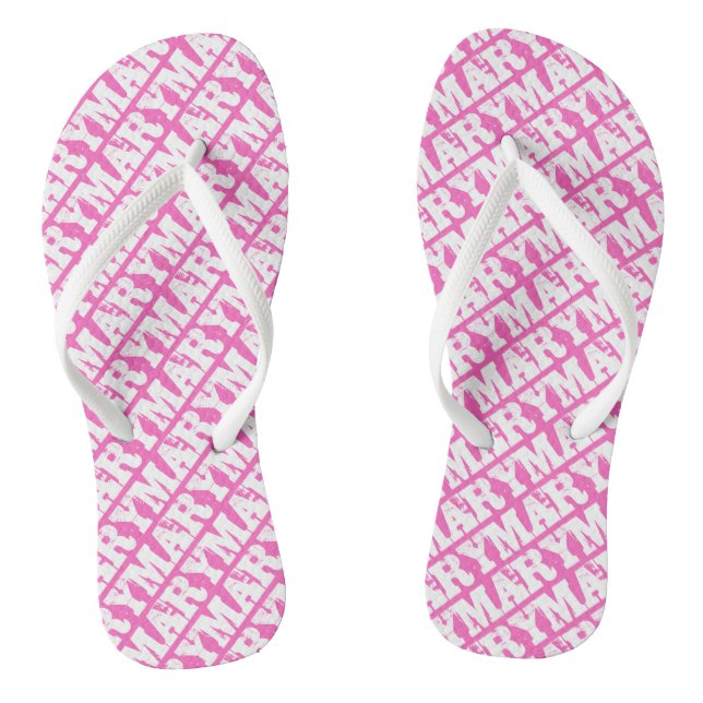 Mary or your Name or Text Pink and White Flip Flops (Footbed)