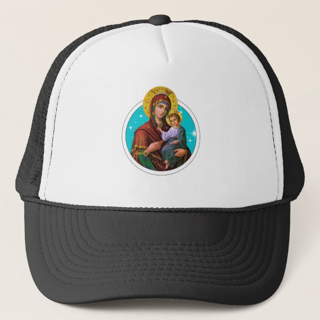 Mary Our Lady of Perpetual Help Mother of God Baby Trucker Hat (Front)