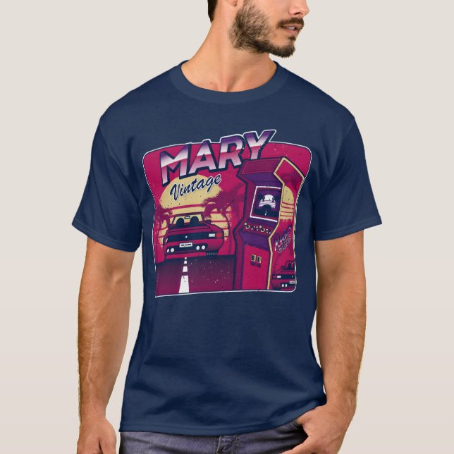 Mary Personalized Vintage Gamer 80s 90s T-Shirt (Front)