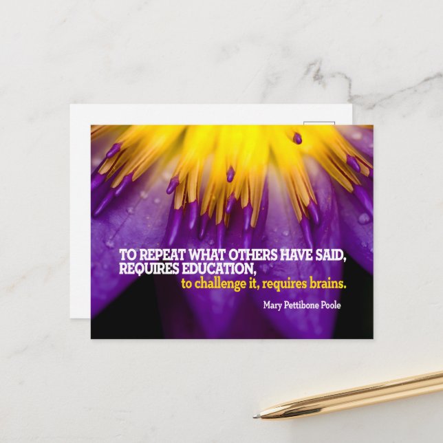 Mary Pettibone Poole Inspirational Quote "Brains" Postcard (Front/Back In Situ)