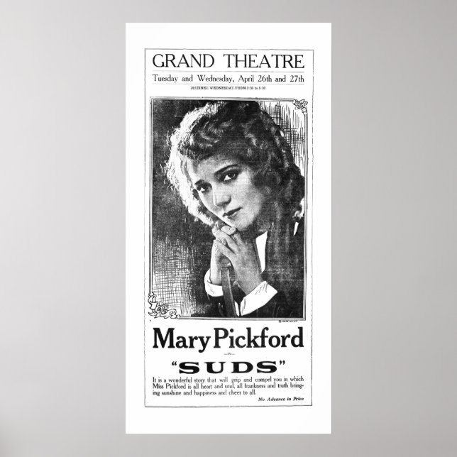 Mary Pickford 1921 vintage movie ad poster (Front)