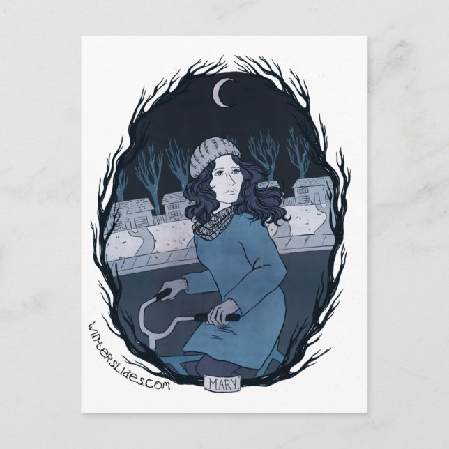 "Mary" Postcard - Winter Slides (Front)