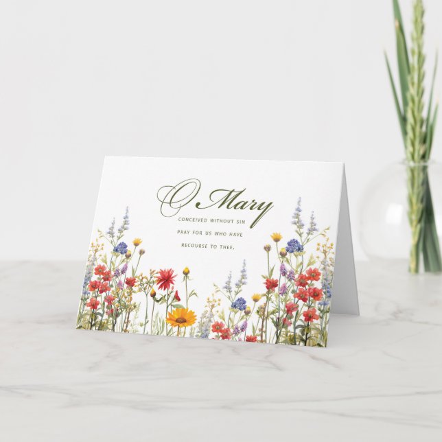 Mary Pray for Us Thinking of You Wildflowers Card (Front)