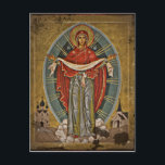 Mary Protector Theotokos Postcard<br><div class="desc">Vintage artwork depicting image of Mary on a distressed background. Theotokos is the Greek Orthodox or Eastern Catholic title for the Madonna.</div>