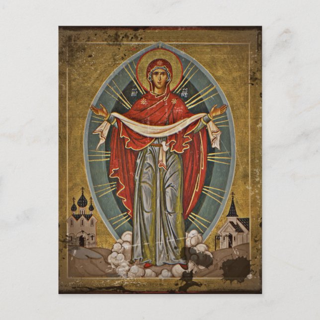 Mary Protector Theotokos Postcard (Front)