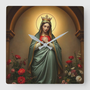Mary Queen of Heaven Catholic Wall Clock