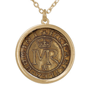 MARY QUEEN OF SCOTS COIN 1543 GOLD PLATED NECKLACE