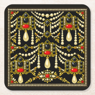 Mary Queen of Scots Jewells Inspired Design Square Paper Coaster