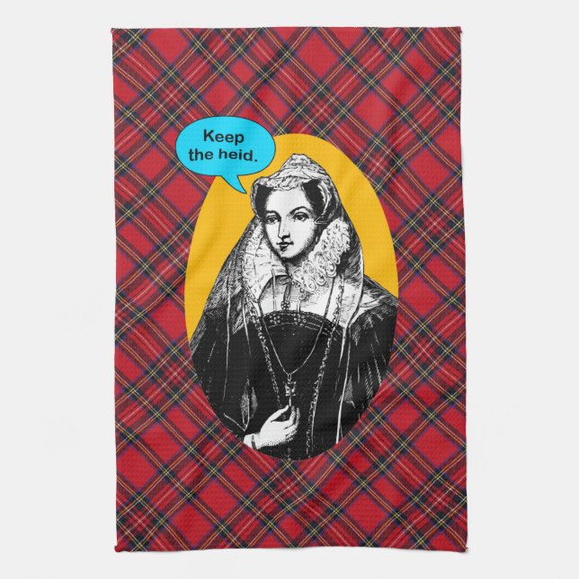 Mary Queen of Scots Stuart Tartan Tea Towel (Vertical)