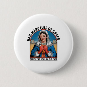 Mary Religious Boxing Tee Funny Christian Punch Th 6 Cm Round Badge