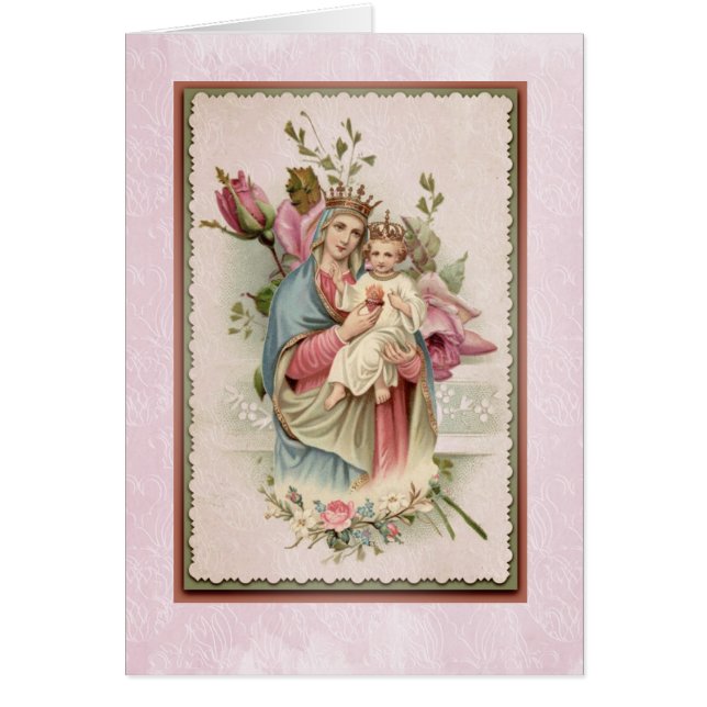 Mary Sacred Heart of Jesus Pink Roses Religious (Front)