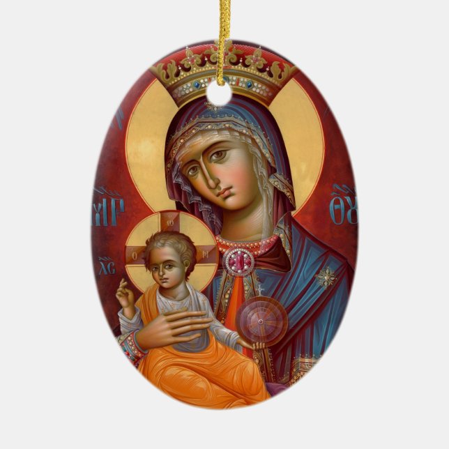 Mary - THEOTOKOS Ceramic Tree Decoration (Front)