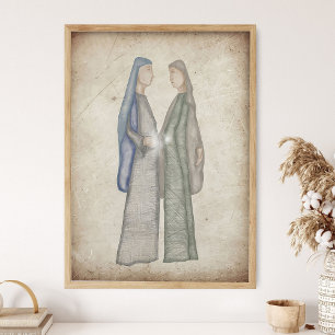 Mary visits Elizabeth_ Scripture Wall Art, Bible Poster