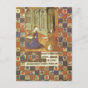 Mary visits her cousin Elizabeth, mediaeval Postcard