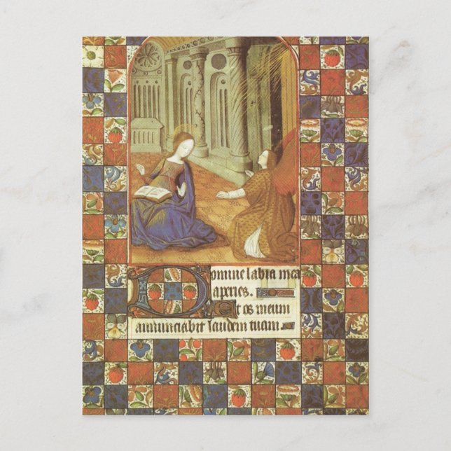 Mary visits her cousin Elizabeth, mediaeval Postcard (Front)