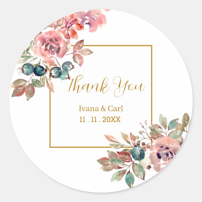 MARY Watercolor Rose Emerald Green Label (Front)