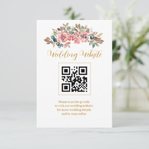 MARY Watercolor Rose Emerald Green QR Code Enclosure Card
