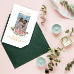 MARY Watercolor Rose Photo Emerald Green Save The Date<br><div class="desc">Made for you!</div>