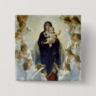 Mary with Angels - Regina Angelorum 15 Cm Square Badge