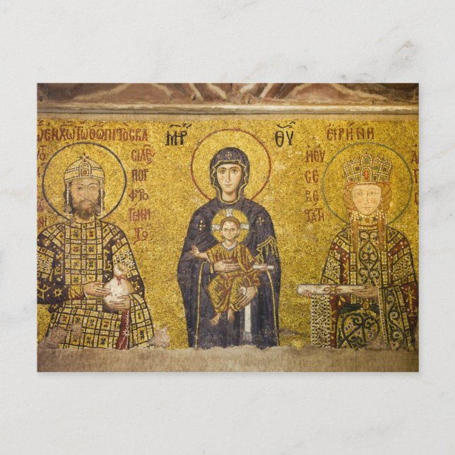 Mary with Baby Jesus Byzantine Mosaic Postcard (Front)