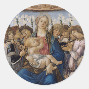 Mary with Child and Singing Angels by Botticelli Classic Round Sticker