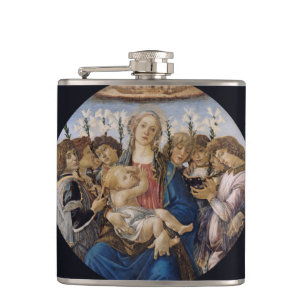 Mary with Child and Singing Angels by Botticelli Hip Flask